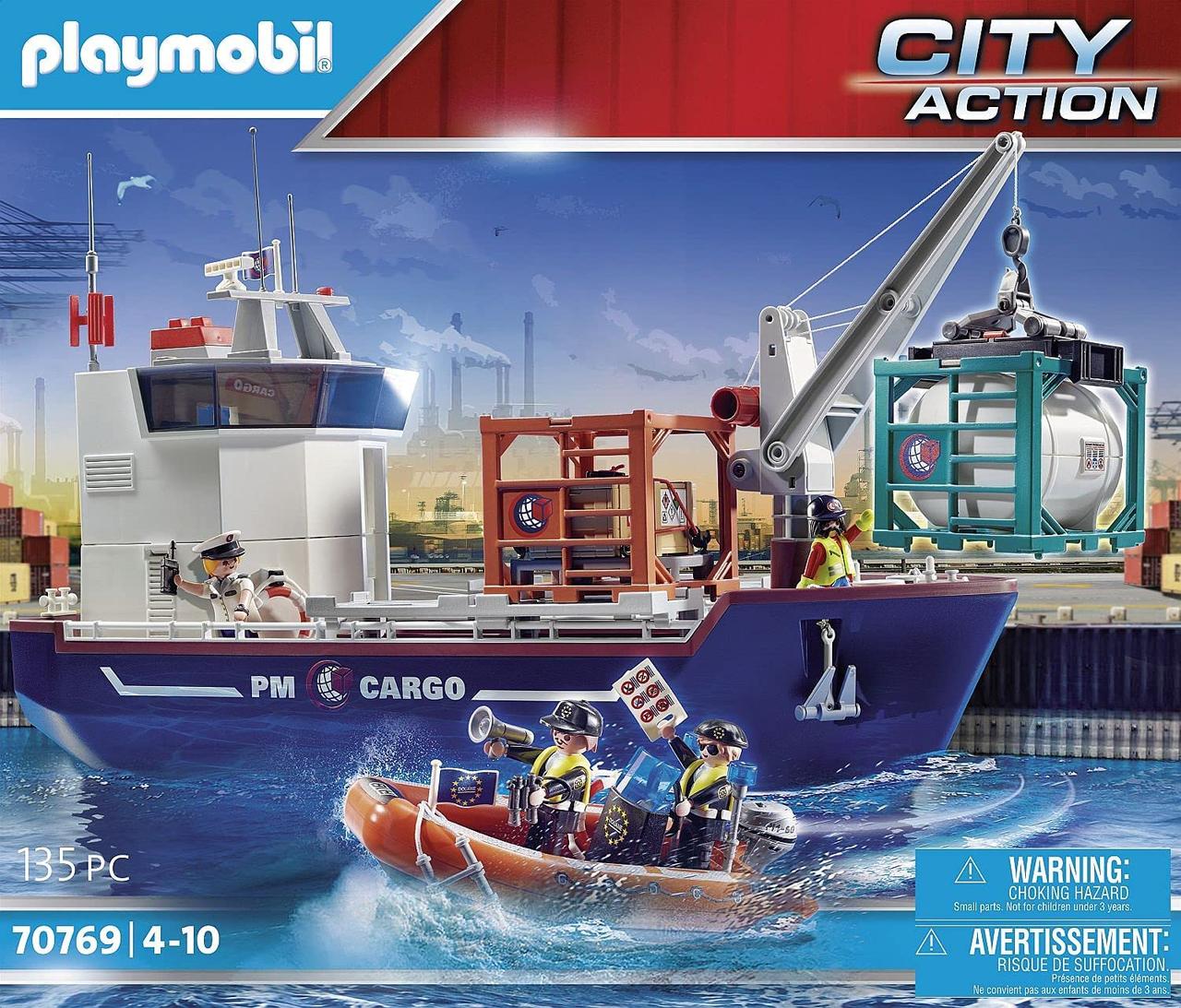 Плеймобіл великий контейнероз Playmobil City 70769 з миткою і завантажувальним краном, фото 1