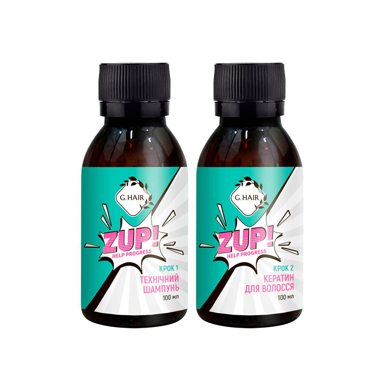 Кератинове випрямлення волосся набір на 2 процедури, Zup G.Hair, 2x100 ml