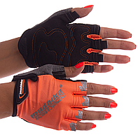 Велоперчатки с открытыми пальцами MADBIKE SK-01 М оранжевые 192002