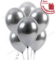 Воздушные шарики "Set", 6 шт., Италия, Ø - 33 см., цвет - серебро (хром)