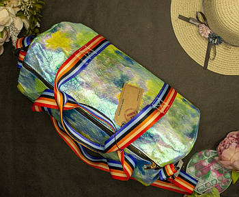 Сумка спортивна дорожня містка 42*22 см з райдужними ручками в різних кольорах Luna