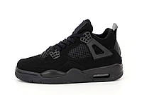 Повседневные мужские кроссовки Nike Air Jordan 4 Retro черные 41-45р кожа демисезонные кросы подростковые