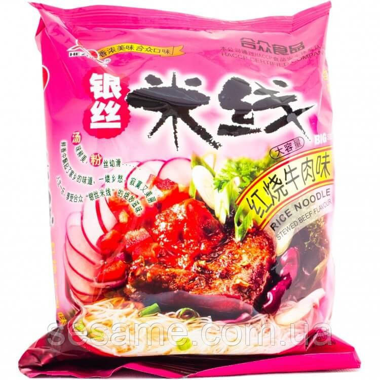 Рисова вермішель швидкого приготування зі смаком яловичини Hezhong 105г