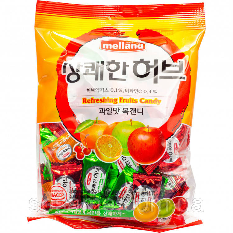 Корейські цукерки освіжаючі фрукти Melland 250г (Корея)