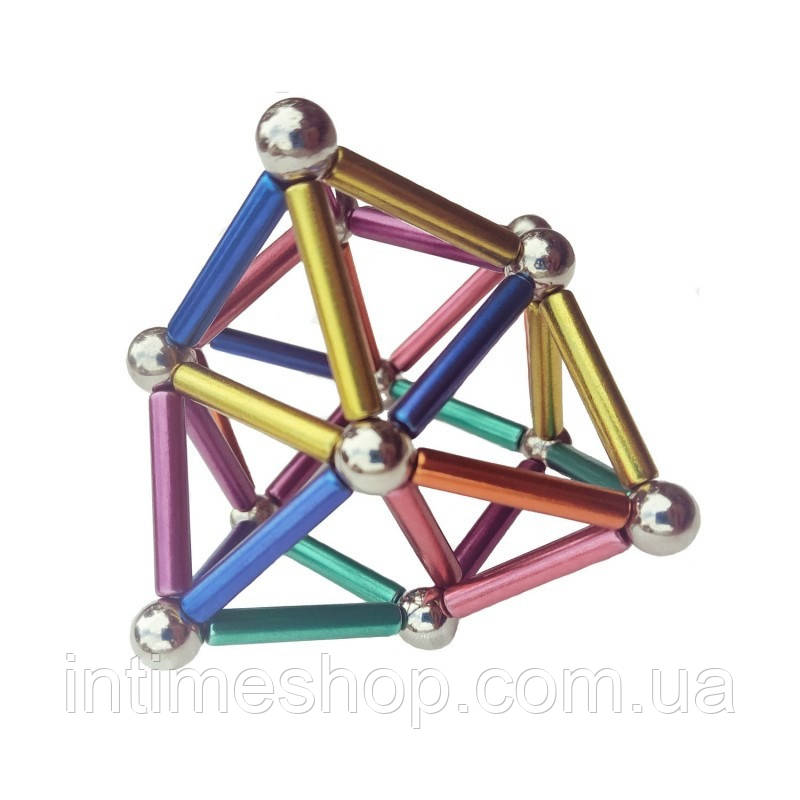 Неокуб магнитные шарики Neo MIX COLOR (36 цветных палочек и 24 шарика-металлик) магнитный конструктор (TI) - фото 6 - id-p1297168618