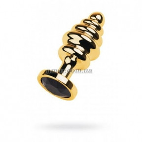 Анальний корок Golden anal plug with black gem