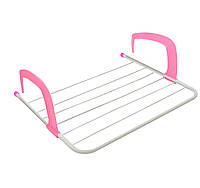 Сушилка для белья на балкон Fold Clothes Shelf TL00143-XXL 68х40 см Розовая, сушка для вещей на батарею (TO)