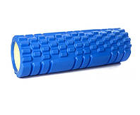 Ролик масажний для спини і йоги синій 30х10 см, спортивний валик для спини, ролик для спини