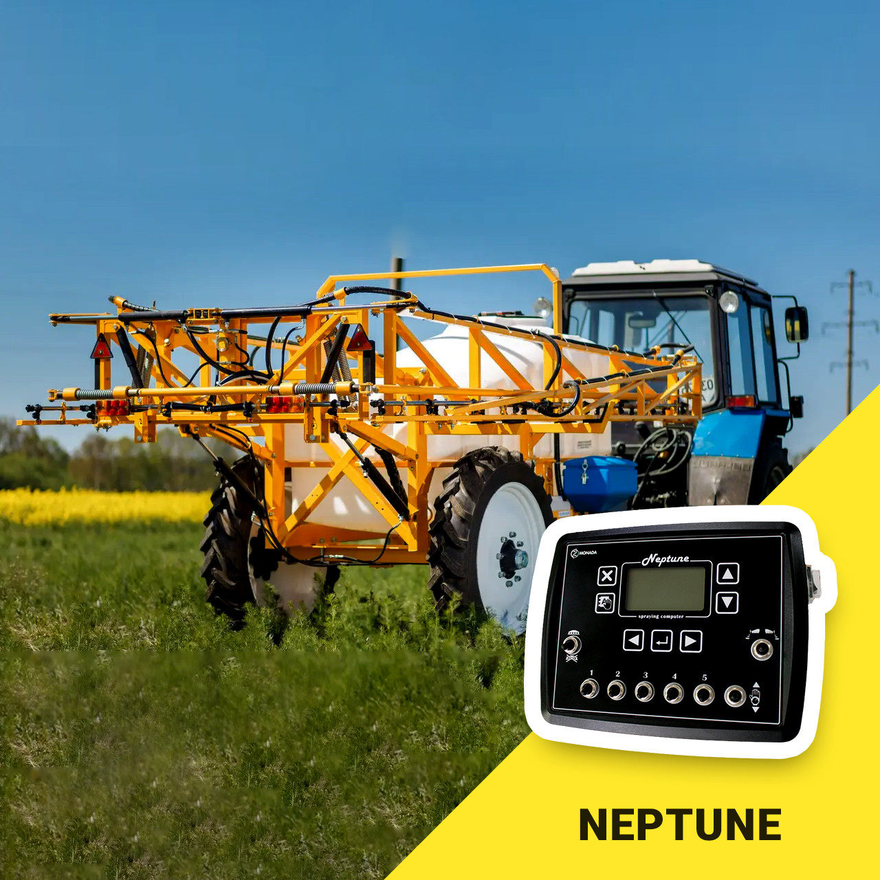 Обприскувач причіпний ОДІССЕЙ-2000-18 (АСУ) (Neptune 5-ти секц, міксер 28 л, 3 розпилювача IDK)