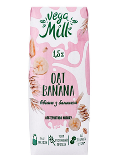 Напій рослинний вівсяний безлактозний з бананом 250мл VegaMilk