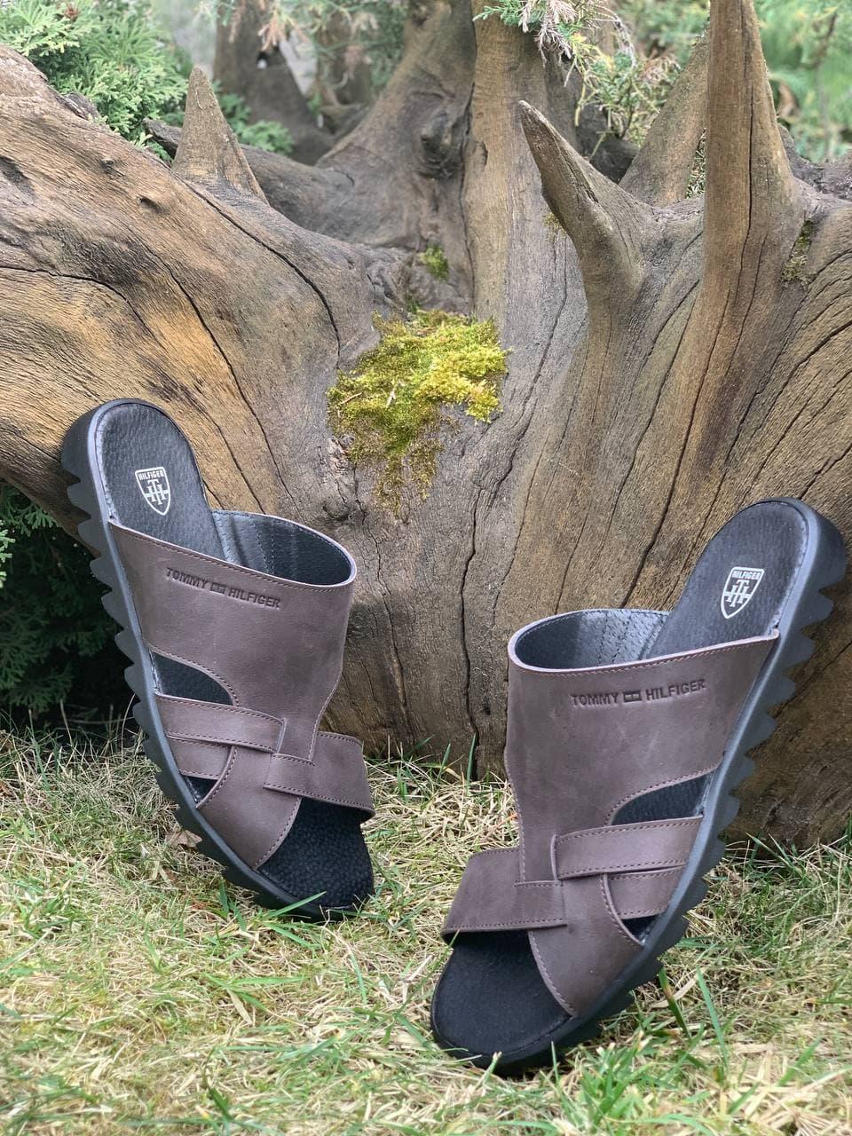 Шльопанці чоловічі шкіряні Tommy Hilfiger Brown