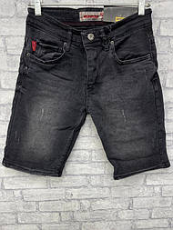 Чоловічі потерті чорні джинсові шорти по колінко в 31 розмірі