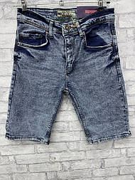 Чоловічі потерті блакитні джинсові шорти по коліно