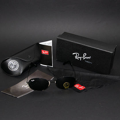 Сонцезахисні окуляри RAY BAN Oval carbon series (арт. RB3547) чорні, фото 3