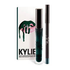 Набір матова помада й олівець для губ у стилі Kylie Lip Kit #22 130055 темний смарагдово-зелений