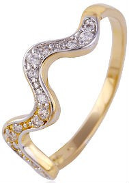 Кольцо Волна позолота Gold Filled с цирконами (GF454) Размер 17
