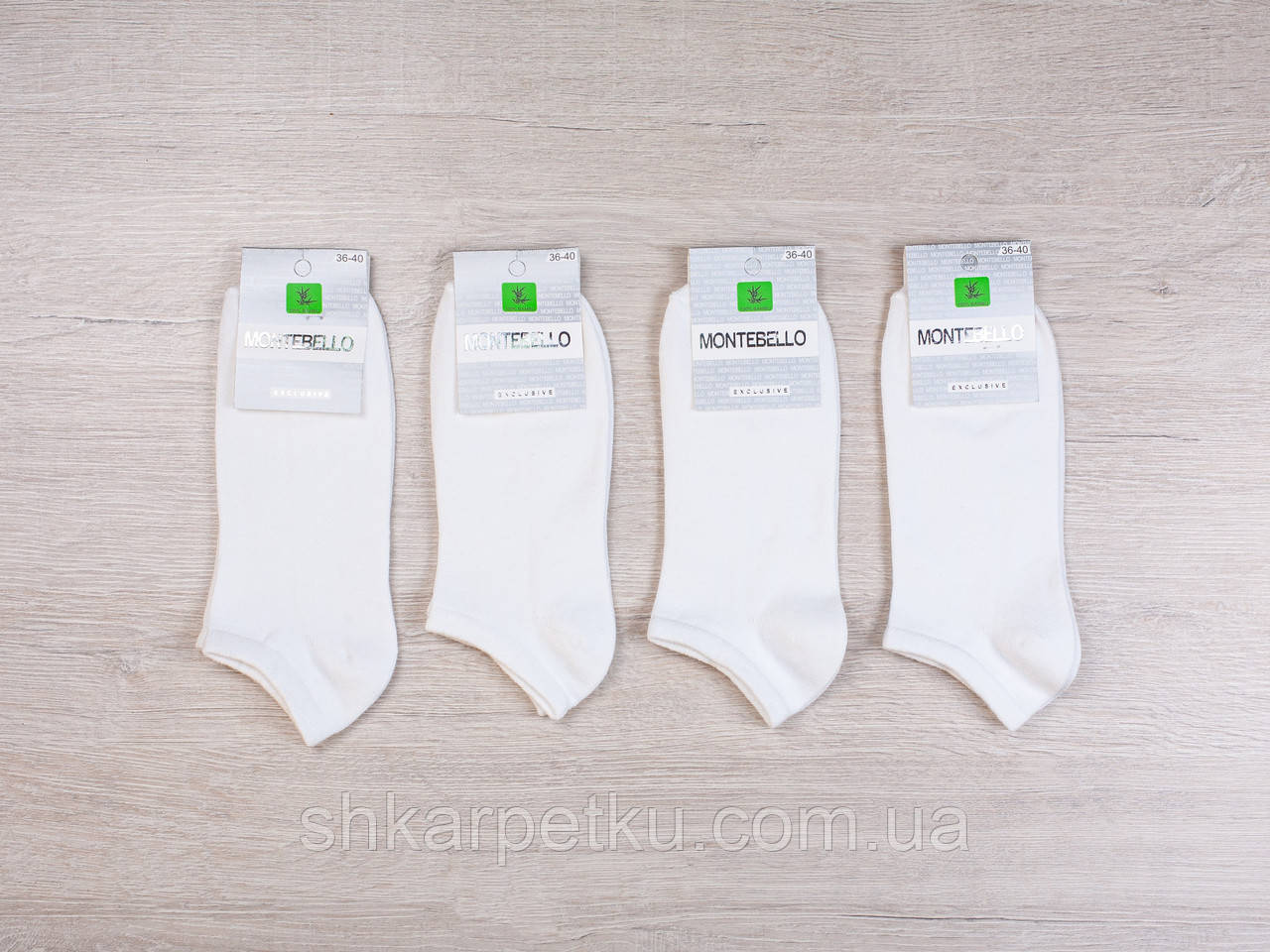 Жіночі однотонні короткі шкарпетки бавовна Montebello 35-40 12 пар/уп білі, фото 1