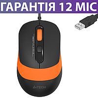 Комп'ютерна миша для ПК та ноутбука A4Tech Fstyler FM10S помаранчева, USB, тиха/безшумна, дротова мишка