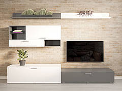 Меблі для вітальні в сучасному стилі , стінка Кубіка Світ меблів , колір білий /графіт