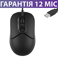 Комп'ютерна миша для ПК та ноутбука A4Tech Fstyler FM12S чорна, USB, тиха/безшумна, дротова мишка юсб