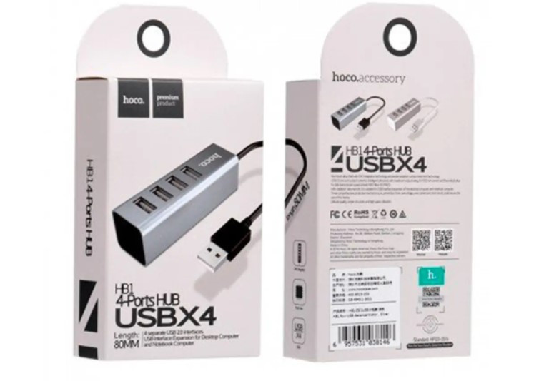 HUB USB (юсб-хаб) HOCO HB1 4 порти Grey