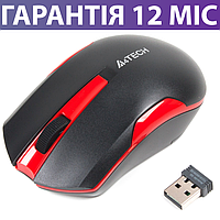 Безпровідна мишка A4Tech G3-200N чорна/червона, працює на будь-яких поверхнях, миша для ПК и ноутбука