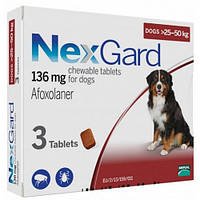 Таблетки Нексгард NexGard от блох и клещей для собак 25-50 кг, (цена за упак/3 таб)
