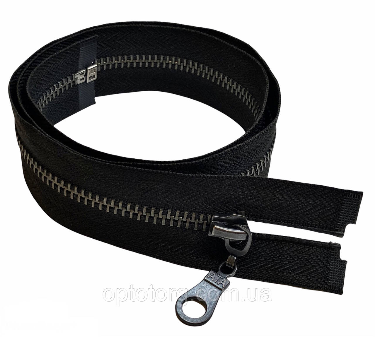 Блискавка металева Чорна матова на чорному 70см Тип5 з одним бігунком Kiwi