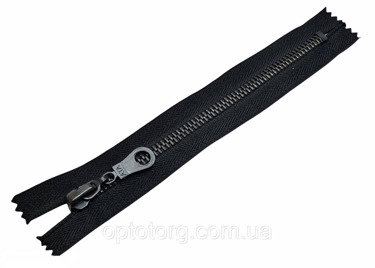 Блискавка металева Чорна 16см Тип5 кишенькова Kiwi