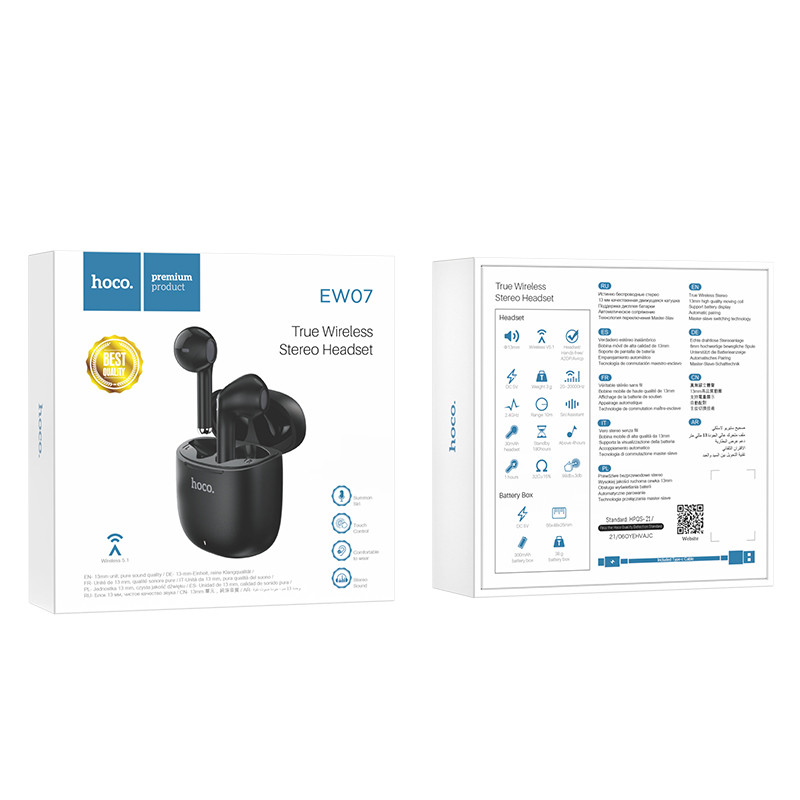 Безпровідні навушники Hoco EW07 Leader Bluetooth Black