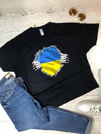 Патріотична футболка з бавовни преміум якість різні принти з українською символікою Sfad820, фото 1
