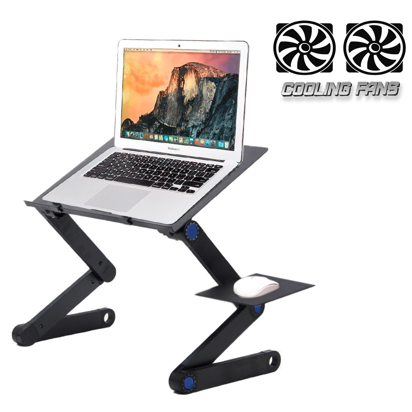 Охолоджувальна підставка для ноутбука "Laptop table T6", Чорний столик трансформер для ноутбука в ліжко