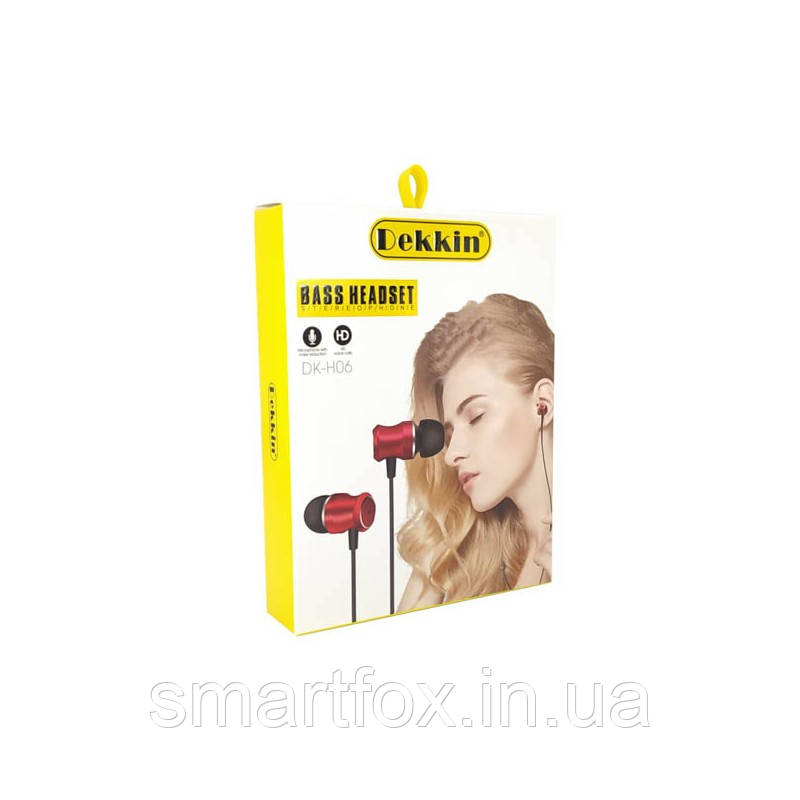 Навушники вакуумні з мікрофоном DEKKIN DK-H06