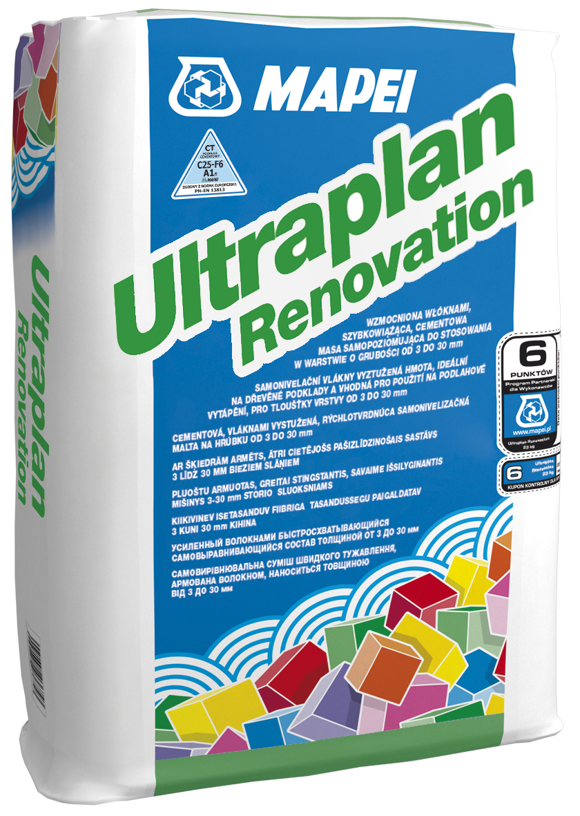 Самовирівнююча цементна суміш 3-30 мм Ultraplan Renovation Mapei,23 кг.
