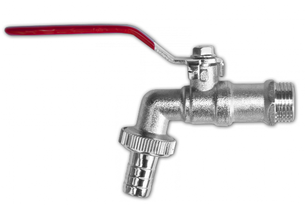 Кран кульовий РЗ 3/4", штуцер під шланг 3/4", 
латунний нікельований, GKK033419