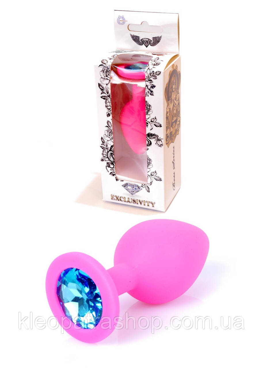 Анальна пробка  -Jewellery Pink Silikon PLUG MediumLight Blue Diamond