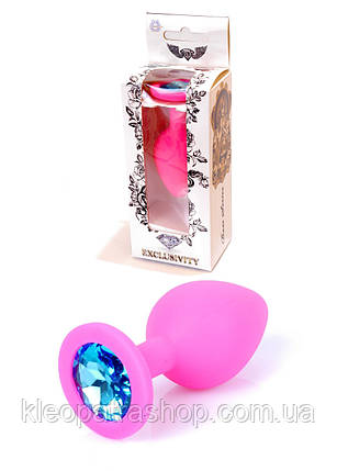 Анальна пробка  -Jewellery Pink Silikon PLUG MediumLight Blue Diamond, фото 2