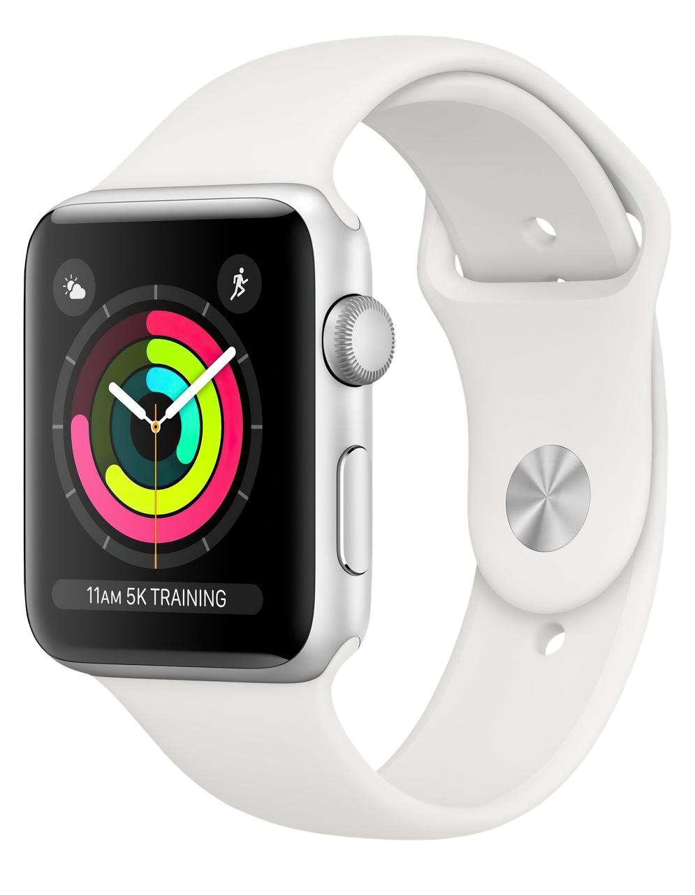 Смарт-часы Apple Watch Series 3 GPS 42mm Silver Aluminium Case with White Sport Band (MTF22)