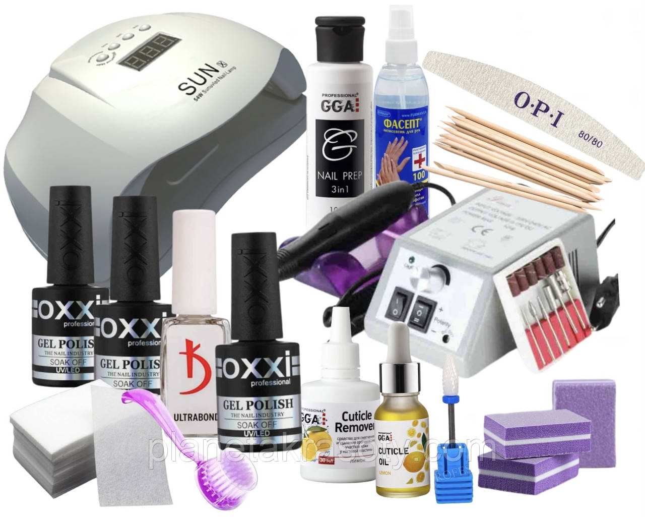 Стартовий набір для манікюру OXXI з Лампою Sun X - 54w і Фрезерують Lina 20000 об., фото 1