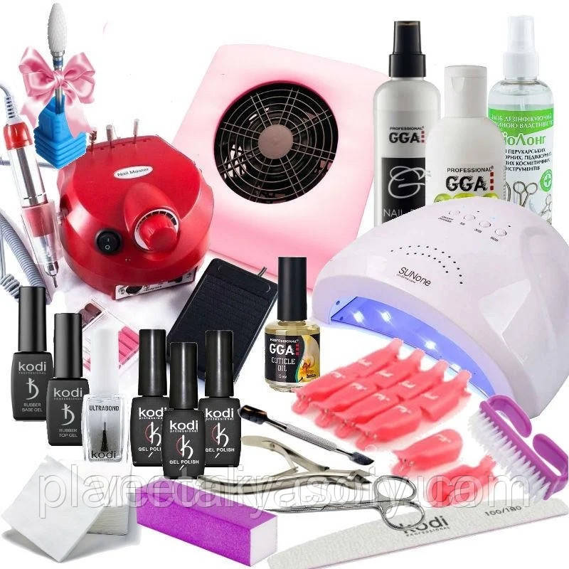 Стартовий набір для покриття гель-лаком Kodi з лампою SUN One 48 w і фрезерують 202/601,65 w, фото 1