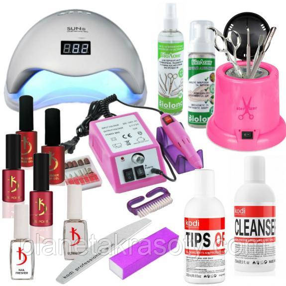Стартовий набір для манікюру лампою SUN 5, Фрезерер Lina 20000, фото 1