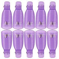 Прищіпки для зняття гель лаку 10 шт, фіолетові