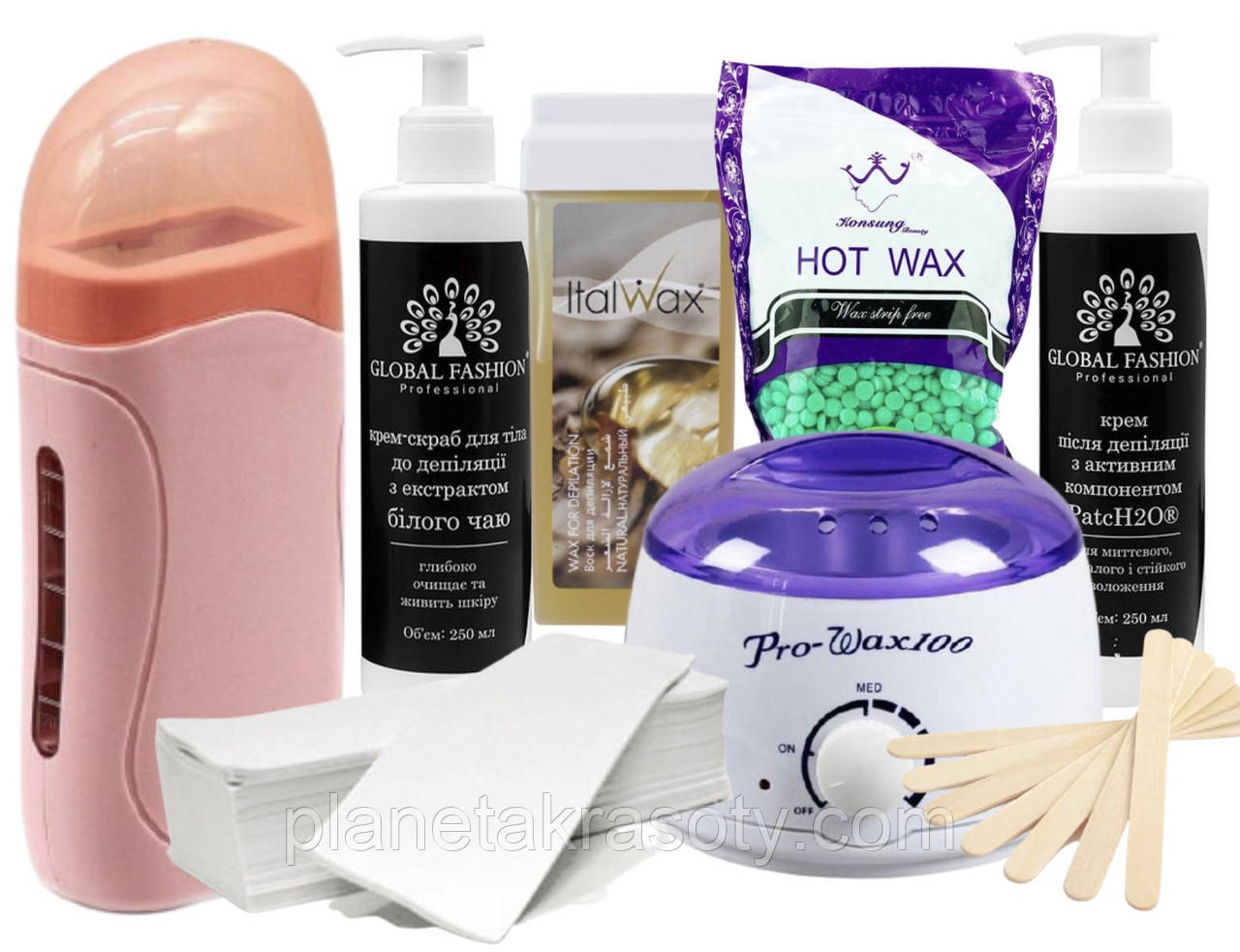Набір для депіляції воском з воскоплавом PRO WAX 100 і воском у гранулах., фото 1