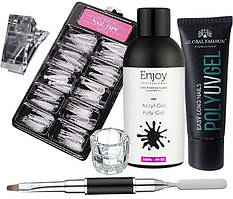Стартовий набір для нарощування нігтів полигелем Global Fashion