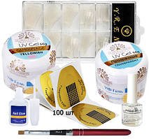 Повний набір для нарощування нігтів гелем Global Fashion