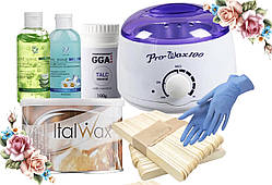 Стартовий набір для депіляції воскоплавом Pro-wax 100,гелем до і після депіляції