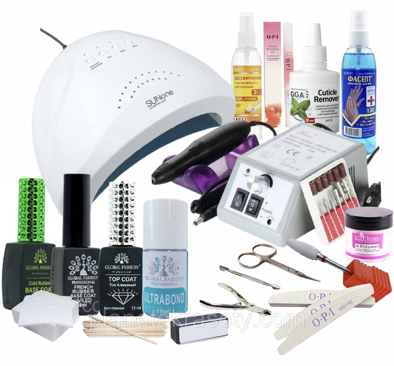 Стартовий набір для манікюру Sun One і фрезерують з гель-лаками GlobalFashion, фото 1