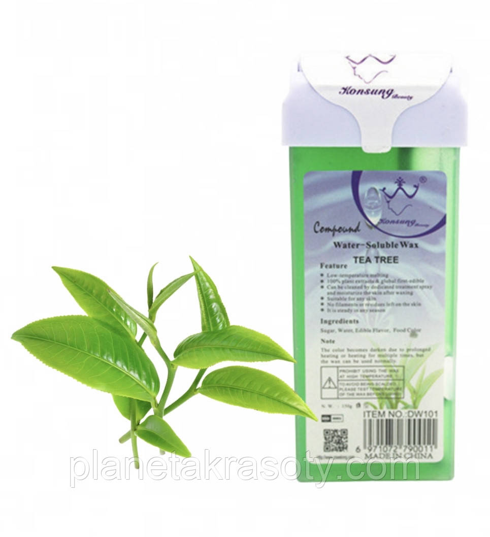 Віск у касеті для депіляції Konsung Beauty Water - Soluble Wax TEA TREE (Чайне дерево), 150 g