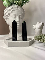 Обелиск Черный Обсидиан, столбик из натурального камня, вес 40-70 г, высота 7-8 см, кристалл Черный Обелиск
