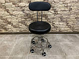 Стілець для майстра манікюру та педикюру зі спинкою чорний, фото 2